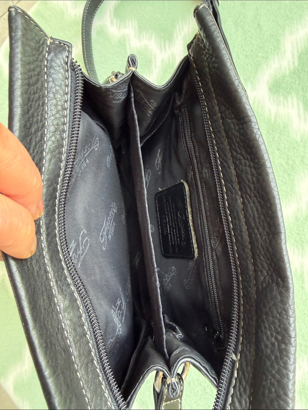 Fossil Black Pebbled Leather Crossbody Bag - 9x8x3” - Picture 5 of 15